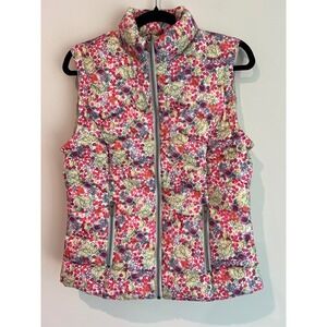CR·O Denmark Down Blend Floral Puffer Vest Women's Size 6 Lightweight Zip Front